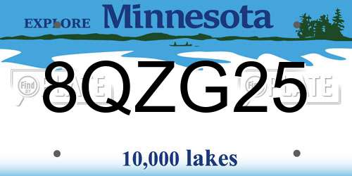 8QZG25 Minnesota License Plate