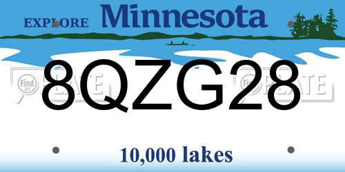 8QZG28 Minnesota License Plate