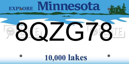 8QZG78 Minnesota License Plate