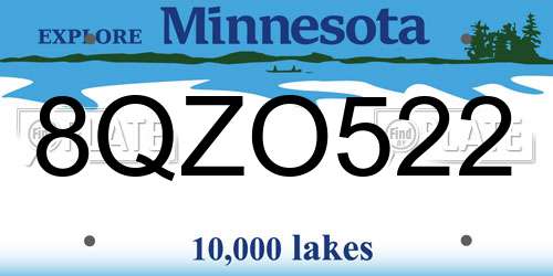 8QZO522 Minnesota License Plate