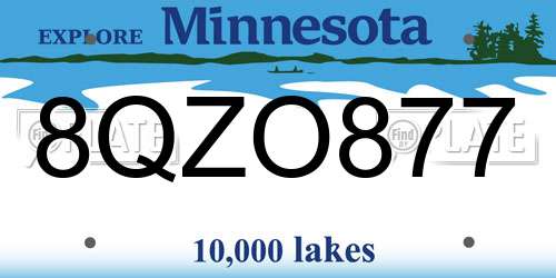 8QZO877 Minnesota License Plate
