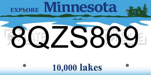 8QZS869 Minnesota License Plate