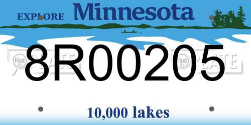 8R00205 Minnesota License Plate