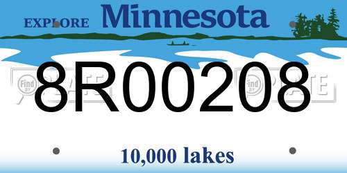 8R00208 Minnesota License Plate