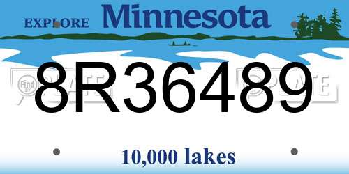 8R36489 Minnesota License Plate