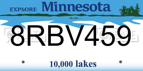 8RBV459 Minnesota License Plate
