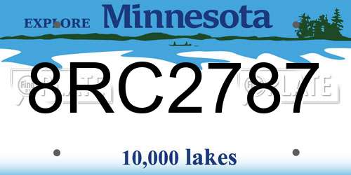 8RC2787 Minnesota License Plate