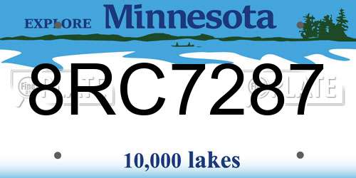 8RC7287 Minnesota License Plate