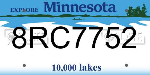 8RC7752 Minnesota License Plate