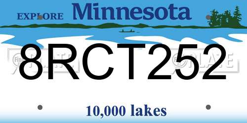 8RCT252 Minnesota License Plate