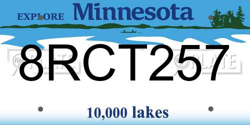 8RCT257 Minnesota License Plate