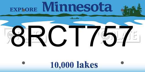 8RCT757 Minnesota License Plate