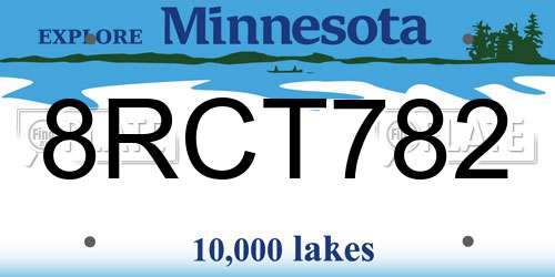 8RCT782 Minnesota License Plate
