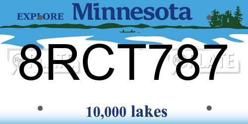 8RCT787 Minnesota License Plate