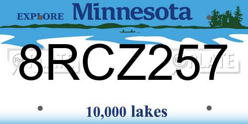 8RCZ257 Minnesota License Plate
