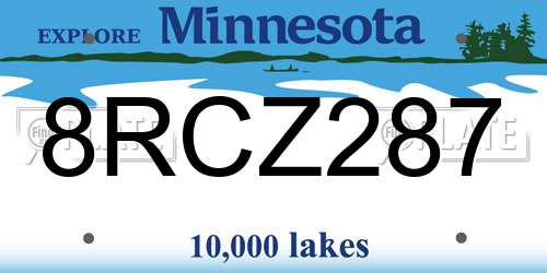 8RCZ287 Minnesota License Plate