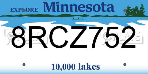 8RCZ752 Minnesota License Plate
