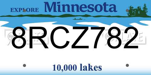 8RCZ782 Minnesota License Plate