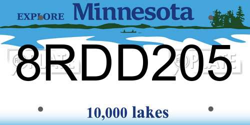 8RDD205 Minnesota License Plate