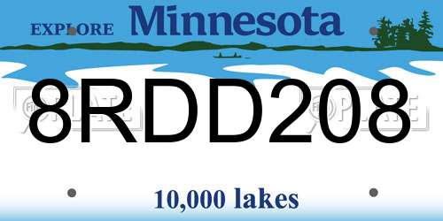 8RDD208 Minnesota License Plate