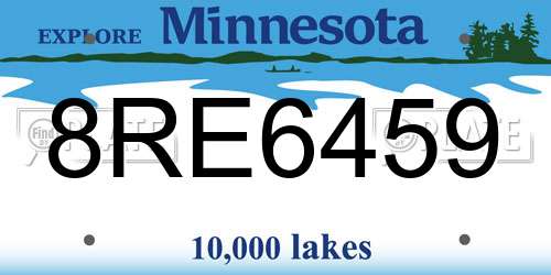 8RE6459 Minnesota License Plate