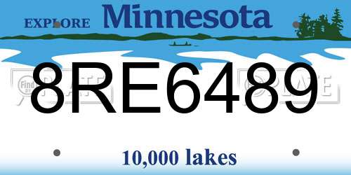 8RE6489 Minnesota License Plate