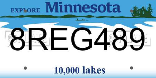 8REG489 Minnesota License Plate