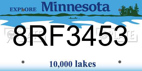 8RF3453 Minnesota License Plate