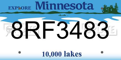 8RF3483 Minnesota License Plate