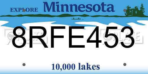 8RFE453 Minnesota License Plate