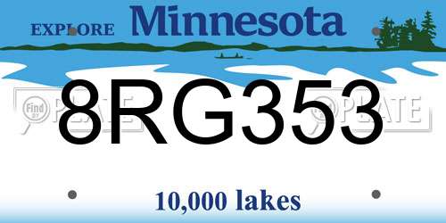 8RG353 Minnesota License Plate