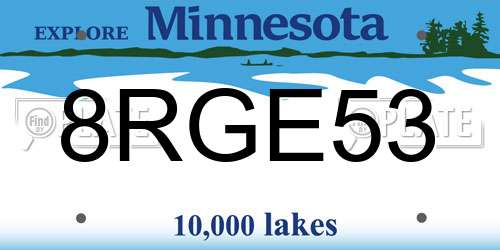 8RGE53 Minnesota License Plate