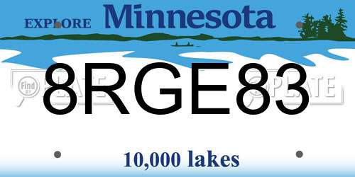 8RGE83 Minnesota License Plate