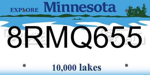 8RMQ655 Minnesota License Plate