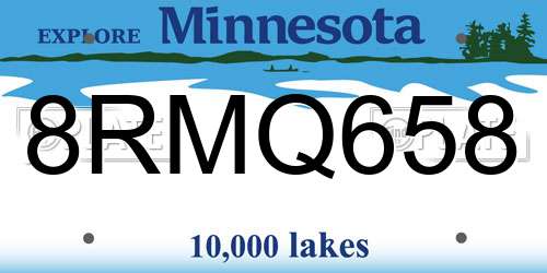 8RMQ658 Minnesota License Plate