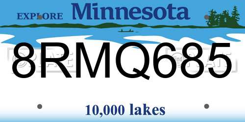 8RMQ685 Minnesota License Plate