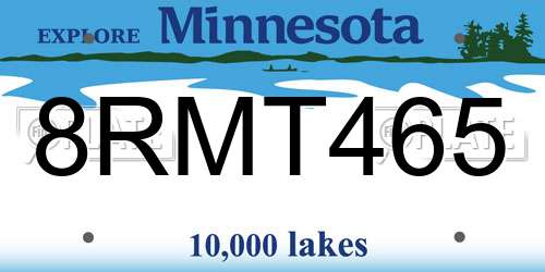 8RMT465 Minnesota License Plate