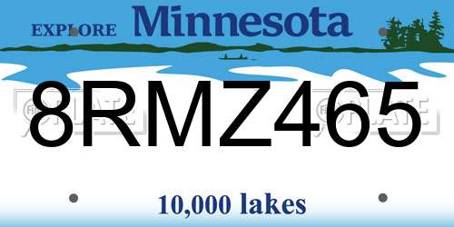 8RMZ465 Minnesota License Plate