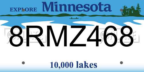 8RMZ468 Minnesota License Plate