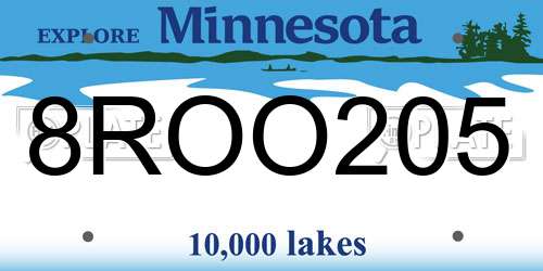 8ROO205 Minnesota License Plate