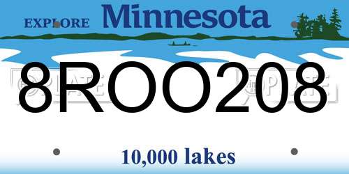 8ROO208 Minnesota License Plate