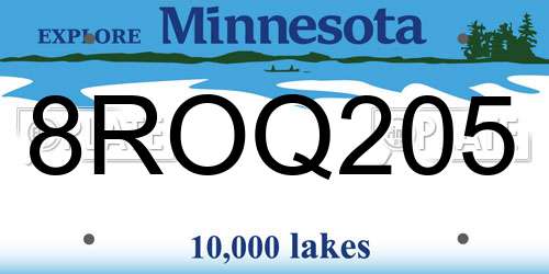 8ROQ205 Minnesota License Plate