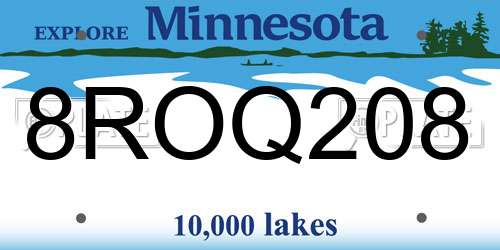 8ROQ208 Minnesota License Plate