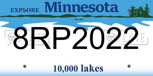 8RP2022 Minnesota License Plate