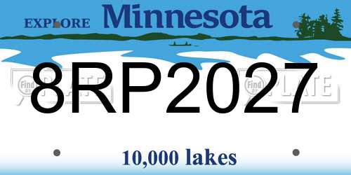 8RP2027 Minnesota License Plate