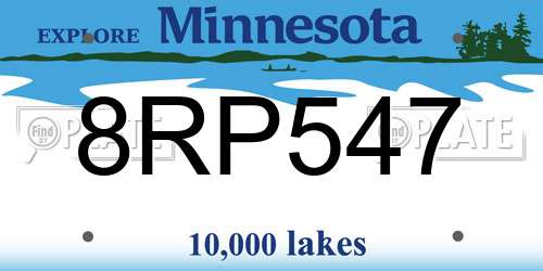8RP547 Minnesota License Plate