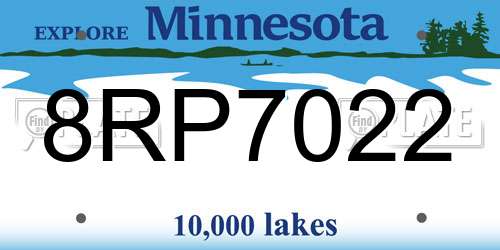 8RP7022 Minnesota License Plate