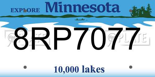 8RP7077 Minnesota License Plate