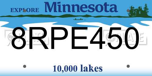 8RPE450 Minnesota License Plate