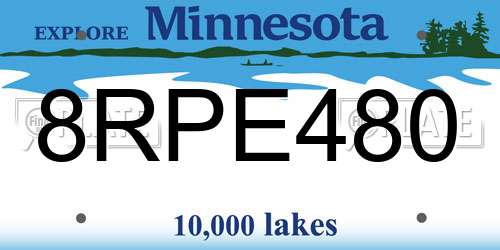 8RPE480 Minnesota License Plate